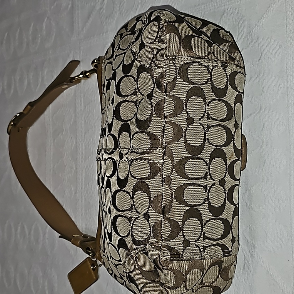 VTG Coach purse Y2K brown and patent leather yellow gold 12562 - Picture 7 of 12